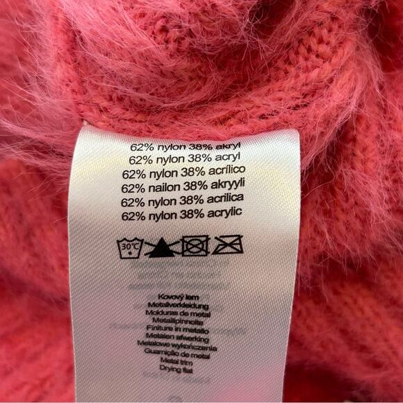 The Ragged Priest Pink Zipper Front Eyelash Short Sleeve Sweater Small - Picture 9 of 9